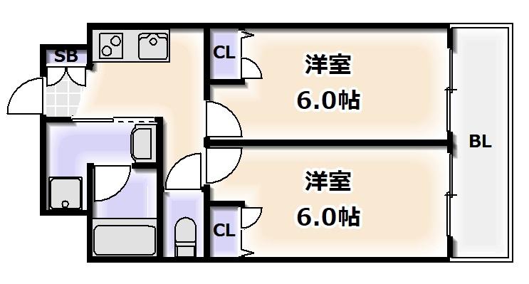 エステムコート難波Vブロード(2K/10階)の間取り写真