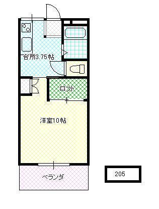 南弐番館(1K/2階)の間取り写真