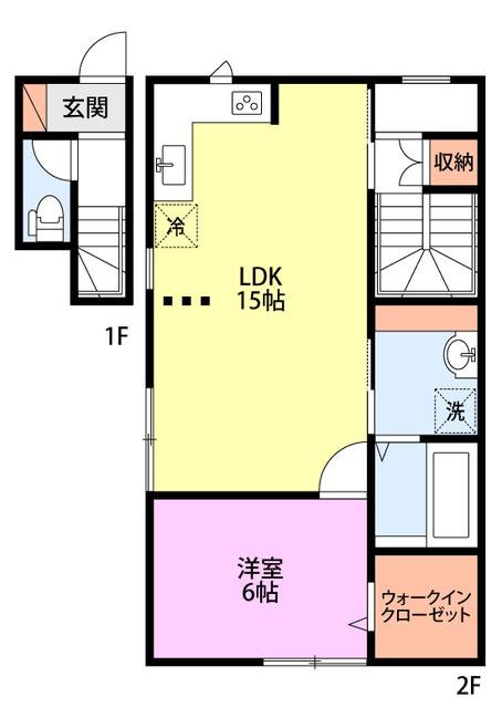 エテルナ笹崎(1LDK/2階)の間取り写真