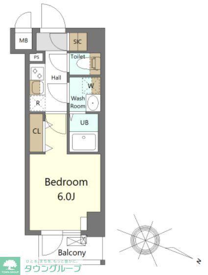 S-RESIDENCE横濱吉野町BURGEON(1K/2階)の間取り写真