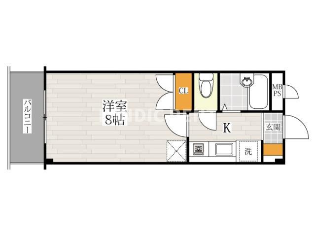 竹下駅前ENハイツ(1K/2階)の間取り写真