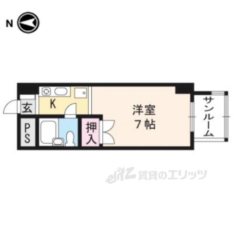 KITANOクレセント(1K/4階)の間取り写真