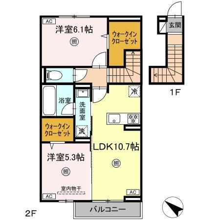 レスアKM(2LDK/2階)の間取り写真