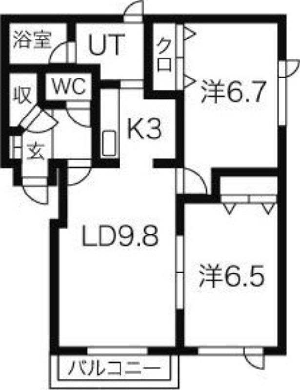 ルピナス・ティーコート(2LDK/4階)の間取り写真
