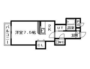 パレノール山鼻南18条(1K/4階)の間取り写真