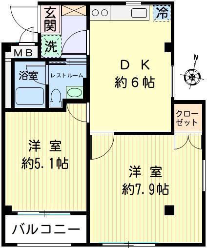 大曽根ハイツ(2DK/3階)の間取り写真