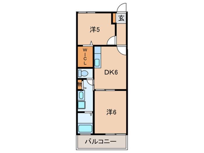 タウンセジュール村井(2DK/2階)の間取り写真