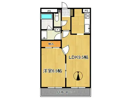 第5熊谷ビル(1LDK/3階)の間取り写真