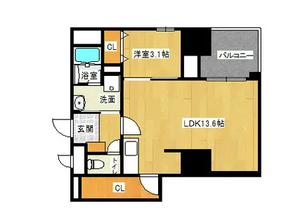 チェルキオ 羅漢 A-1タイプ(1LDK/5階)の間取り写真