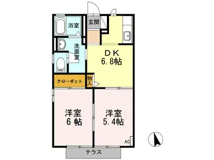 グランメール花輝(2DK/1階)の間取り写真