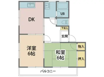 軽井沢パル A棟(2DK/2階)の間取り写真