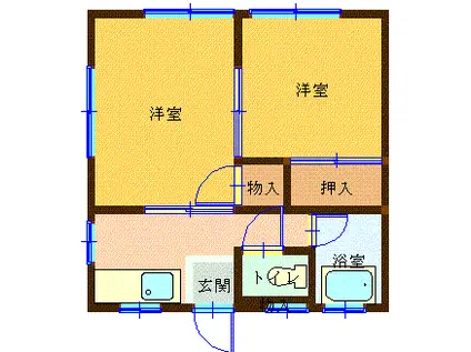 小西アパート(2K/1階)の間取り写真
