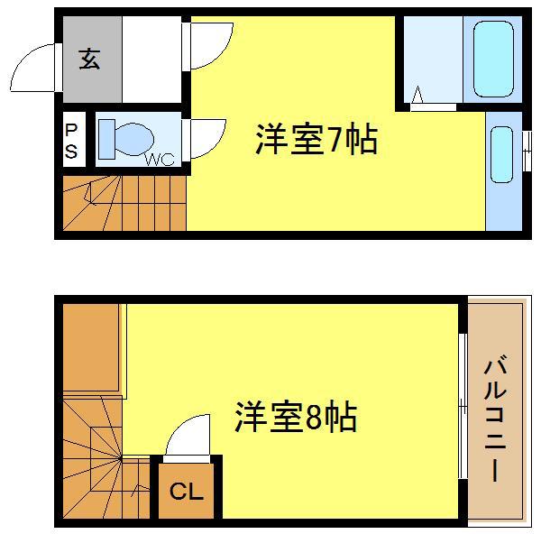 エクラ東住吉2(2K/5階)の間取り写真