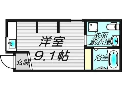 城北公園通ハイツ(ワンルーム/1階)の間取り写真