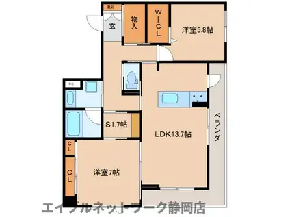 SICGREENSCENT安東(2LDK/1階)の間取り写真