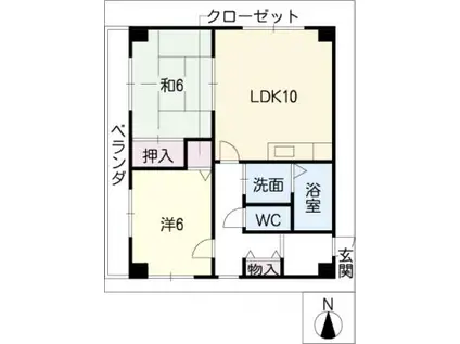 メイプルコートYAKUSHI(2LDK/4階)の間取り写真