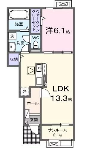 フェリス・ストリームII(1LDK/1階)の間取り写真