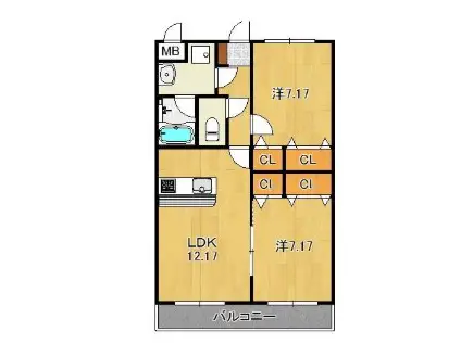 インポート久留米ルビーV(2LDK/6階)の間取り写真