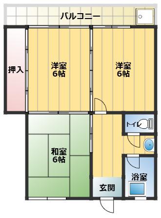HILLS HAYA(2DK/1階)の間取り写真