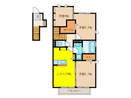 ウィル・ミズノC(2SLDK/2階)の間取り写真