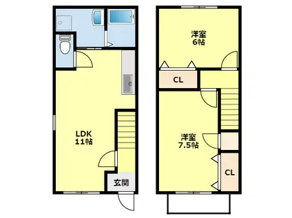 神田コーラス(2LDK/1階)の間取り写真