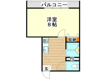 サンテュール(1K/1階)の間取り写真