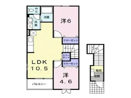 ラフレシールI(2LDK/2階)の間取り写真