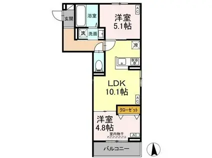 セレスティア六町II(2LDK/2階)の間取り写真