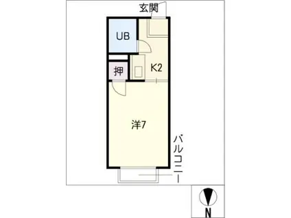 ドーミトリ前山B棟(1K/1階)の間取り写真