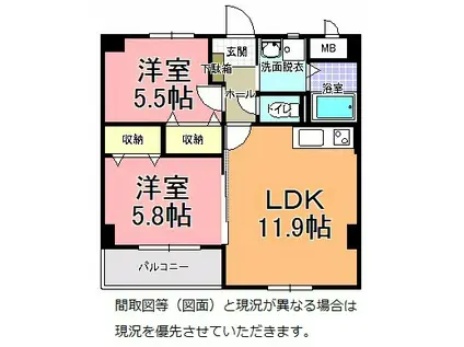 CE DEAR 五軒町(2LDK/4階)の間取り写真