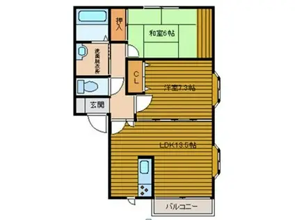 ミラノハウス 1番館(2LDK/2階)の間取り写真