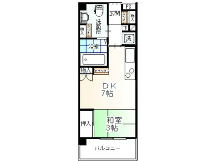 ウイング水門(1DK/6階)の間取り写真