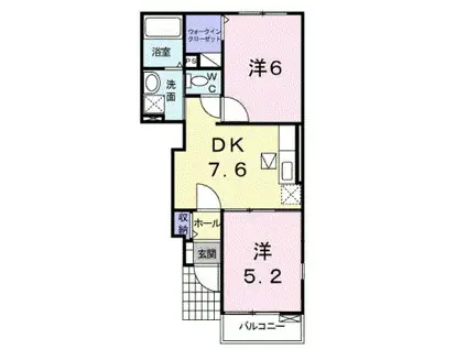 アヴニール I(2DK/1階)の間取り写真