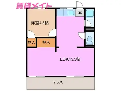生桑台ハイツ(1LDK/2階)の間取り写真
