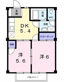 サンシティ臼井B(2DK/2階)の間取り写真