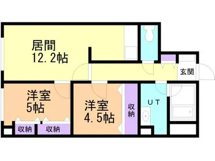 室蘭ナラサキビル(2LDK/2階)の間取り写真