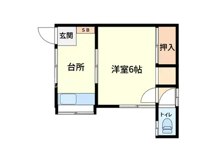 鈴若荘(1K/2階)の間取り写真