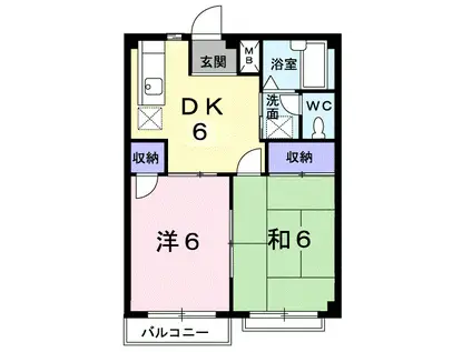 エルデイム西本A(2DK/2階)の間取り写真