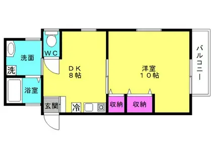 PISTA魚住町(1DK/2階)の間取り写真