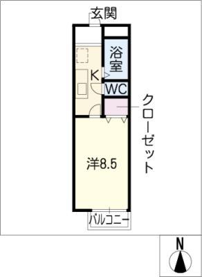 サウスゲート A棟(1K/1階)の間取り写真