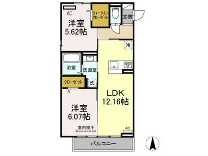グレイスペアランス(2LDK/2階)の間取り写真