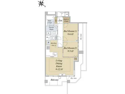 アネシア本山(2LDK/2階)の間取り写真