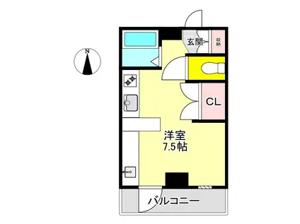 ブルーハイツアウトバーン(ワンルーム/2階)の間取り写真