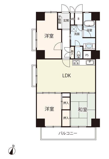 シーアイマンション福山(3LDK/3階)の間取り写真