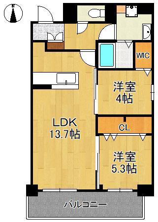 MYS CASETTA KOKURA -ミースカセッタ小倉-(2LDK/6階)の間取り写真