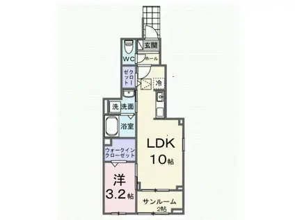 キルシュメゾンミヨシ(1LDK/1階)の間取り写真