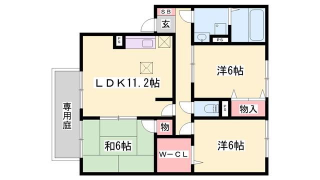 グレイスコートD棟(3LDK/2階)の間取り写真