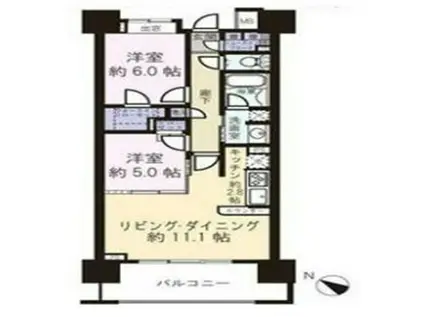 クレストシティレジデンス(2LDK/3階)の間取り写真