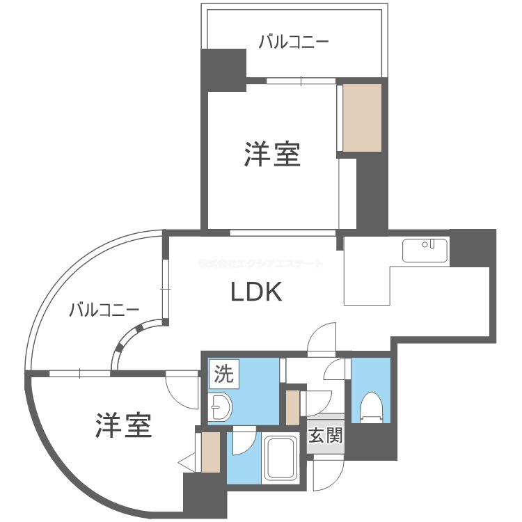 フェルザ住之江公園(2LDK/10階)の間取り写真