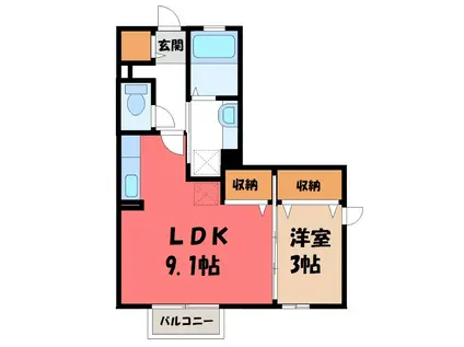 メゾン ド シュシュ B(1LDK/1階)の間取り写真